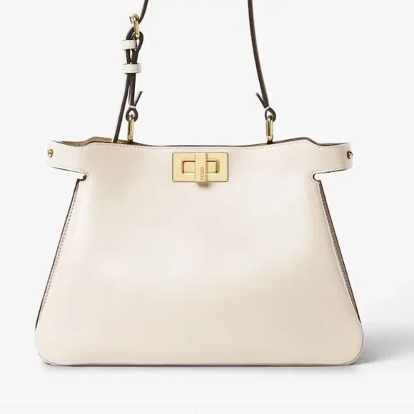 Fendi Cream Peekaboo Camellia Leather Bag - Picture 1 of 6